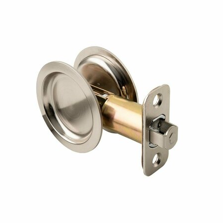 PAMEX Passage Round Sliding Door Lock with 2-3/8in Backset Standard Satin Nickel Finish PF2P30